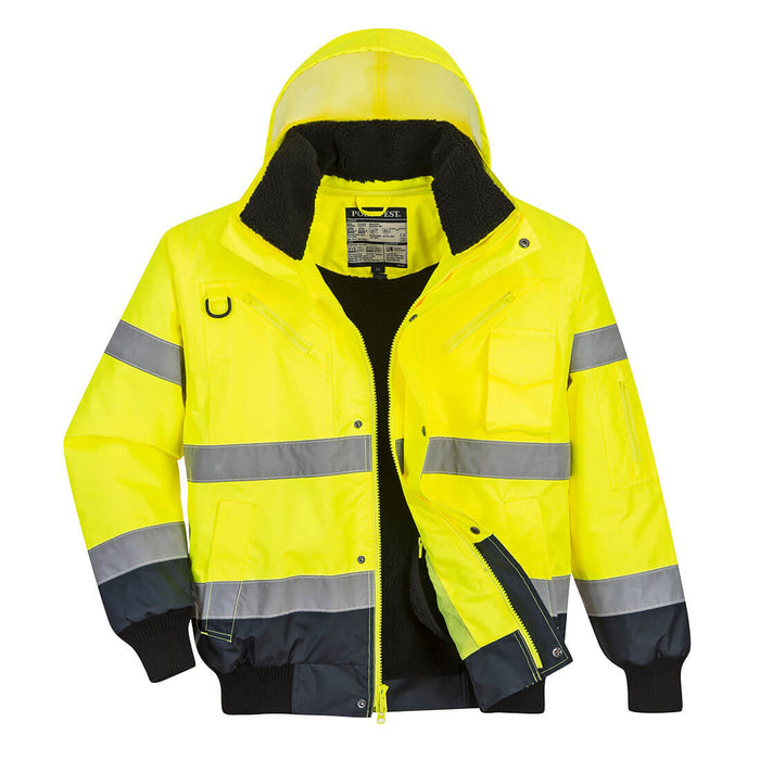 Hi-Vis Contrast Bomber Jacket - Yellow/Navy