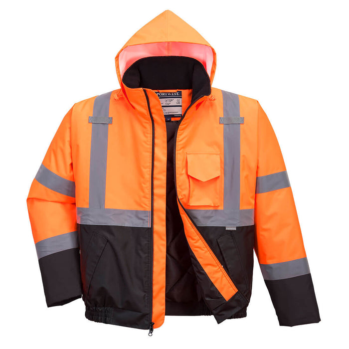 Hi-Vis Two Tone Bomber Jacket - Orange/Black