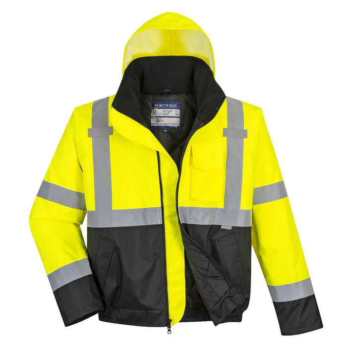 Hi-Vis Two Tone Bomber Jacket - Yellow/Black Tall