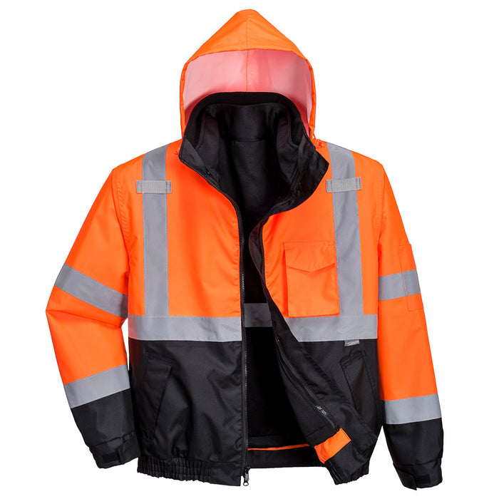 Hi-Vis Premium 3-in-1 Bomber - Orange/Black