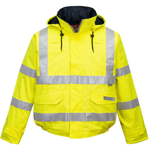 Bizflame Rain Hi-Vis Antistatic FR Bomber Jacket - Yellow